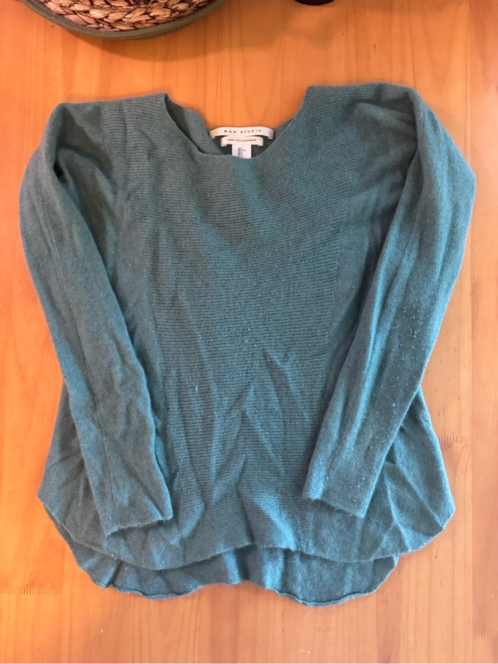Teal Knit Long Sleeve Sweater 100% Cashmere